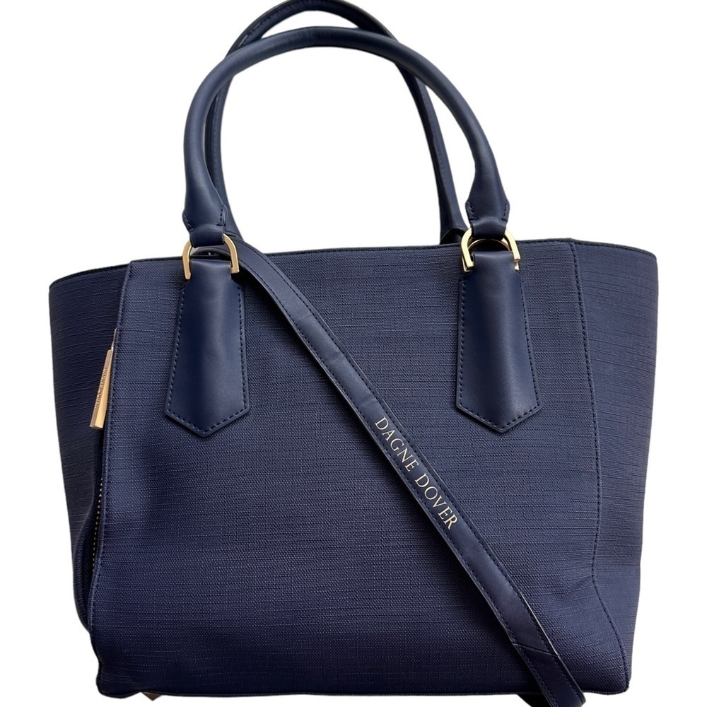 Dagne Dover Saffiano Laptop Bag Midnight Blue Shoulder Bag Purse